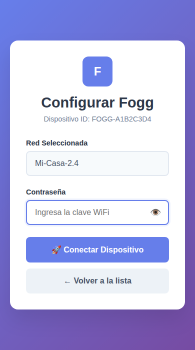 pantalla del portal con la red elegida y el campo para escribir la clave